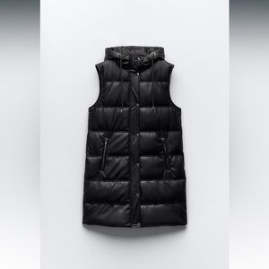 NWT Zara Faux Leather Longline Vest